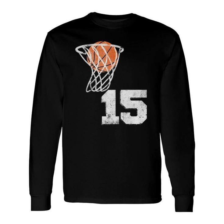 Vintage Basketball Jersey Number 15 Player Number Long Sleeve T-Shirt