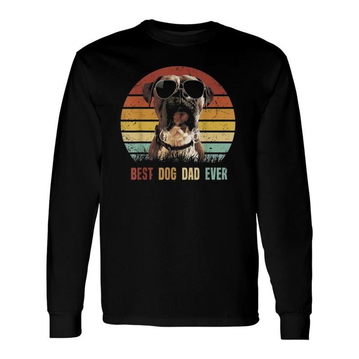 Vintage Best Dog Dad Ever Boxer Dog Fathers Day Long Sleeve T-Shirt