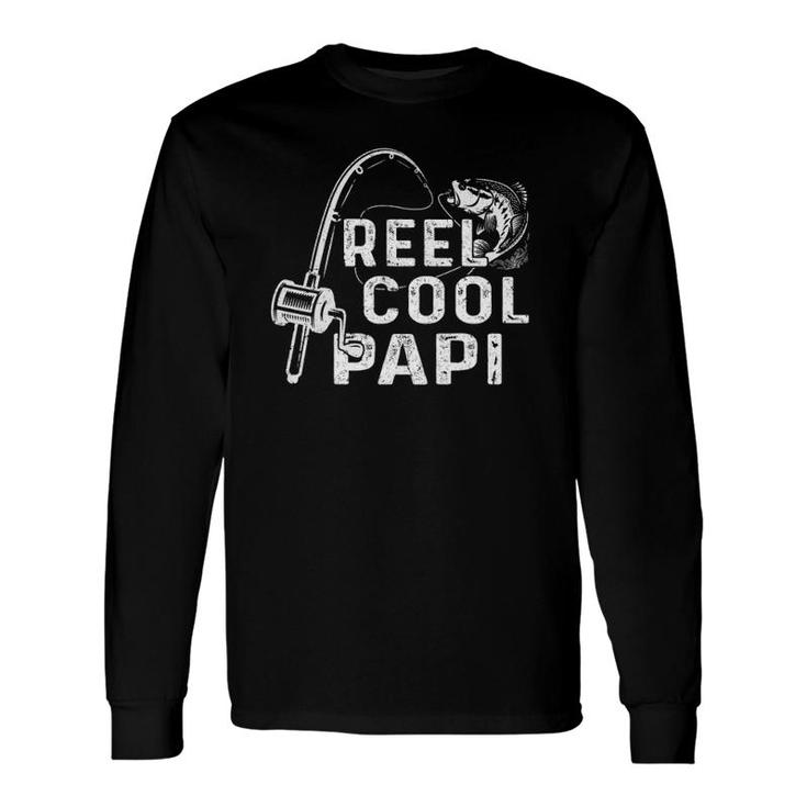 Vintage Reel Cool Papi Fishing Dad Grandpa Fathers Day Long Sleeve T-Shirt