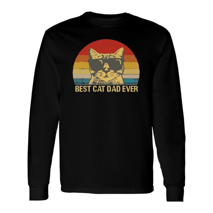 Vintage Retro Best Cat Dad Ever Sunset Fathers Gif Classic Long Sleeve T-Shirt