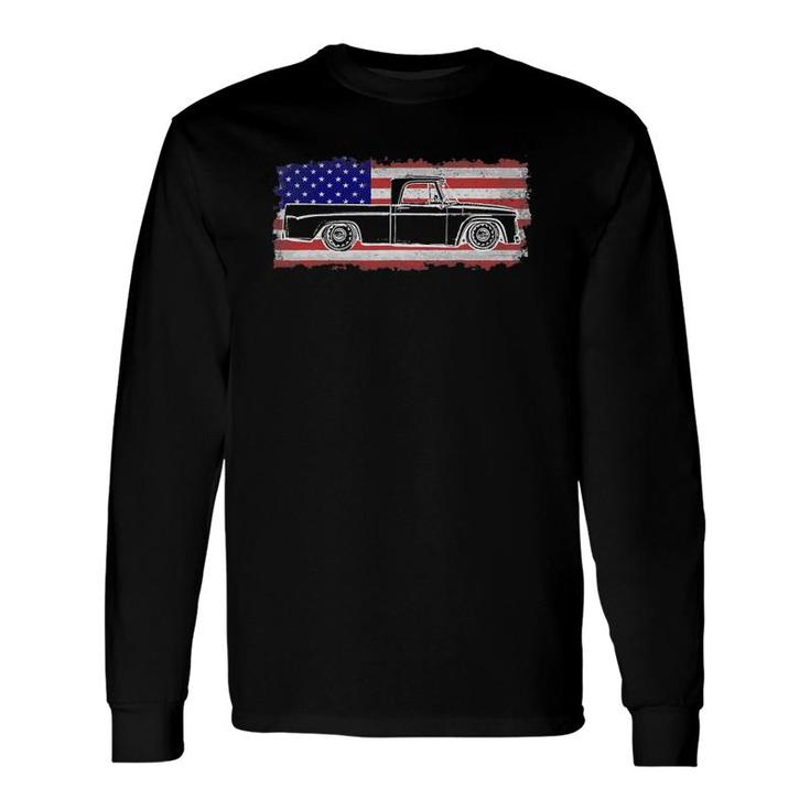 Vintage Sweptline Truck Usa Flag Slammed Bagged Long Sleeve T-Shirt T-Shirt