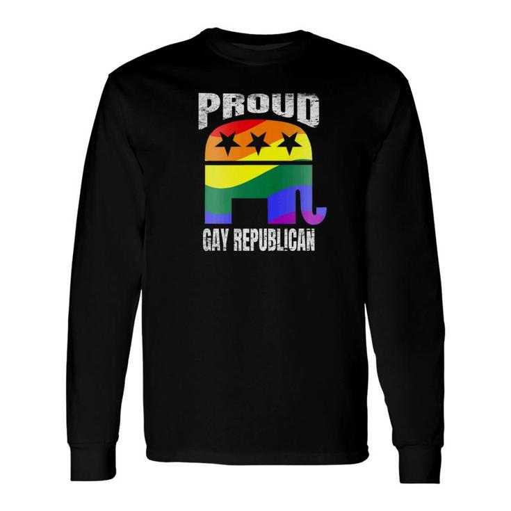 Vote Republican Gay Pride Flag Elephant Vintage Long Sleeve T-Shirt