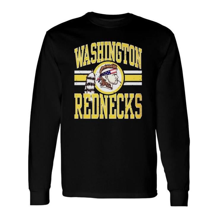 Washington Rednecks Football Caucasian Smoking Wearing American Flag Headband Feathers Stripes Vintage Long Sleeve T-Shirt