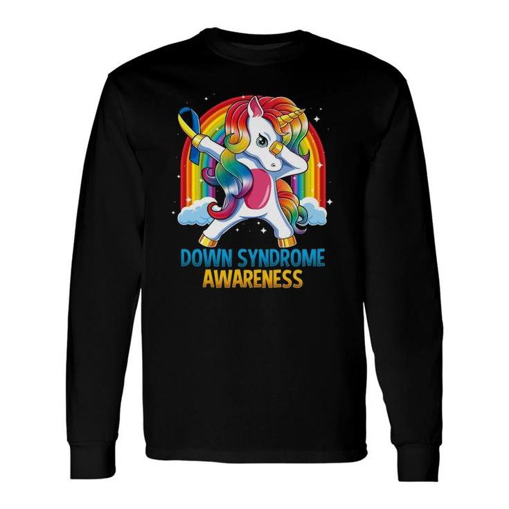 World Down Syndrome Day Awareness Dabbing Unicorn Long Sleeve T-Shirt T-Shirt