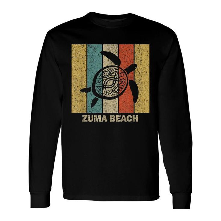 Zuma Beach California Retro 80S Tribal Sea Turtle Long Sleeve T-Shirt