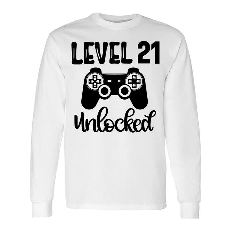 21St Birthday Black Gamer Unlocked Level Long Sleeve T-Shirt