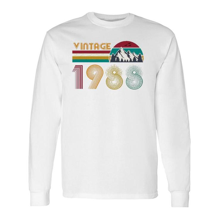 33Th Birthday 33 Years Old Men Women Retro Vintage 1988 Long Sleeve T-Shirt