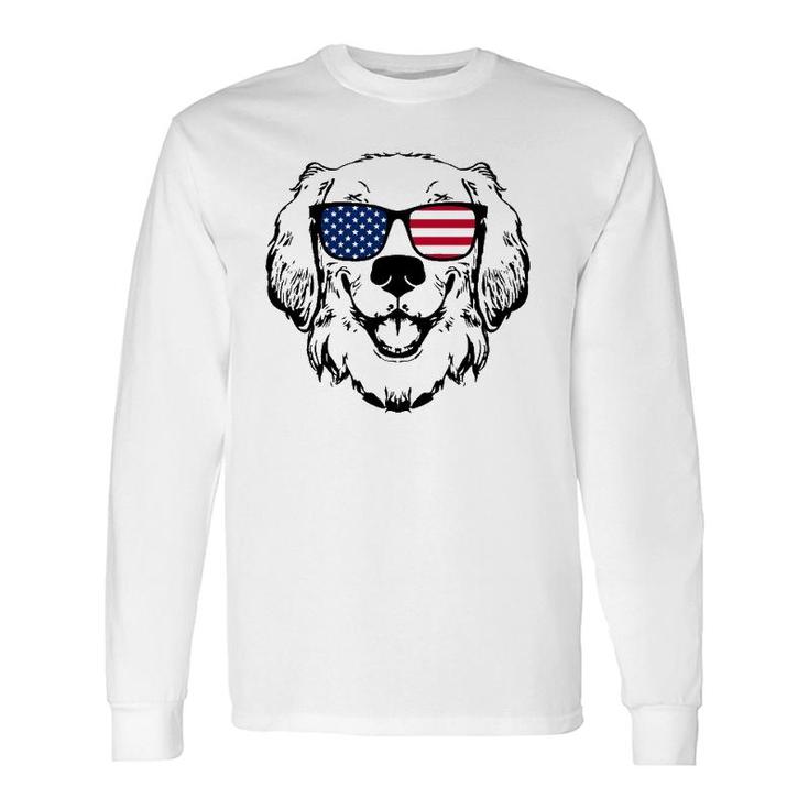 4Th Of July Golden Retriever Us American Flag July Fourth Long Sleeve T-Shirt