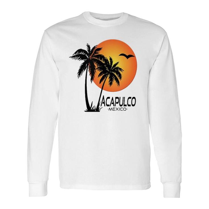 Acapulco Souvenirmexico Palm Trees Beach Sun Long Sleeve T-Shirt T-Shirt