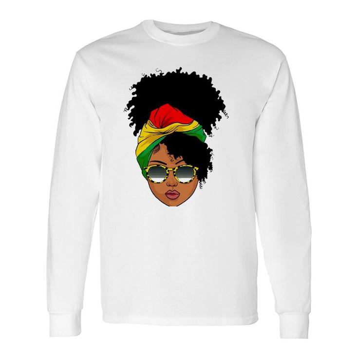 Afro Woman Headscarf Nubian Melanin Popping Black History Long Sleeve T-Shirt T-Shirt