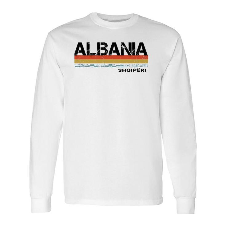 Albania Retro Vintage Stripes Men And Women Long Sleeve T-Shirt