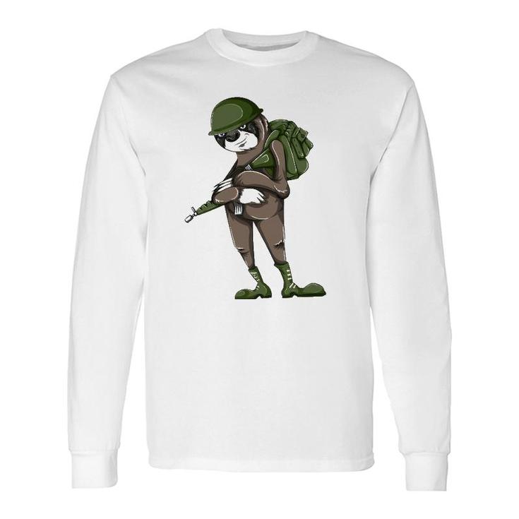 Army Sloth Animal Lover Long Sleeve T-Shirt T-Shirt