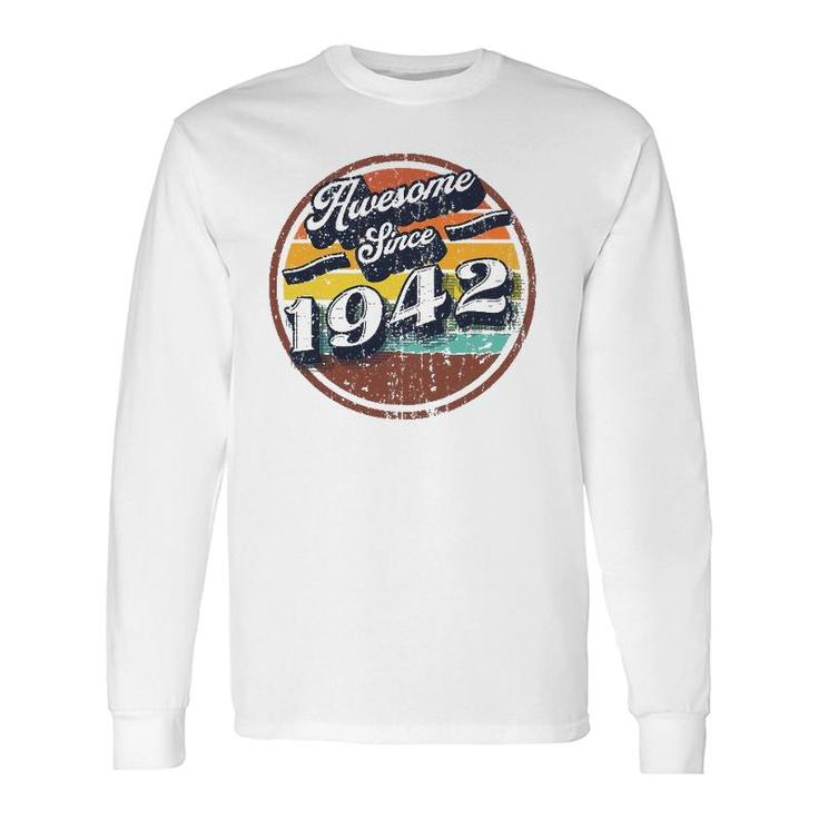 Awesome Since 1942 80Th Birthday Party Retro Vintage Long Sleeve T-Shirt T-Shirt
