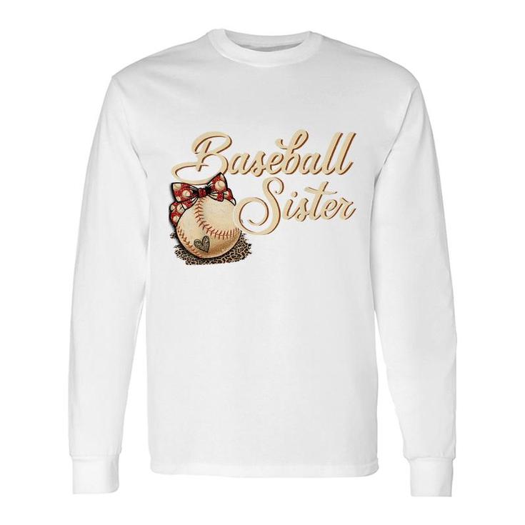 Baseball Sister Leopard Girl Softball Big Sister Long Sleeve T-Shirt