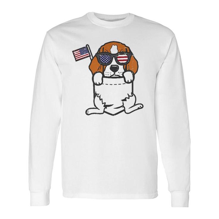 Beagle Feet Pocket Cute American Usa 4Th Of July Fourth Dog Long Sleeve T-Shirt