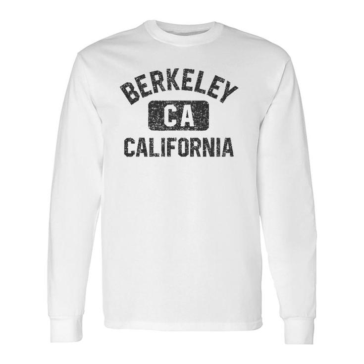 Berkeley California Gym Style Black W Distressed Black Print Long Sleeve T-Shirt T-Shirt