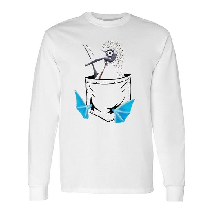 Bird Drawing Fancy Blue Footed Booby In Pocket Long Sleeve T-Shirt