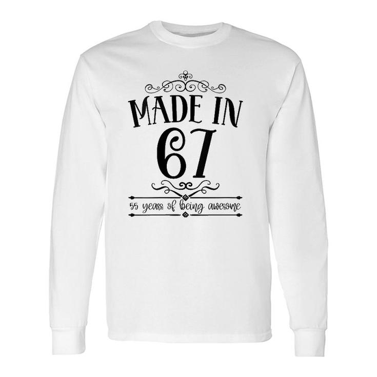 Born In 1967 55 Years Old Made In 1967 55Th Birthday V-Neck Long Sleeve T-Shirt