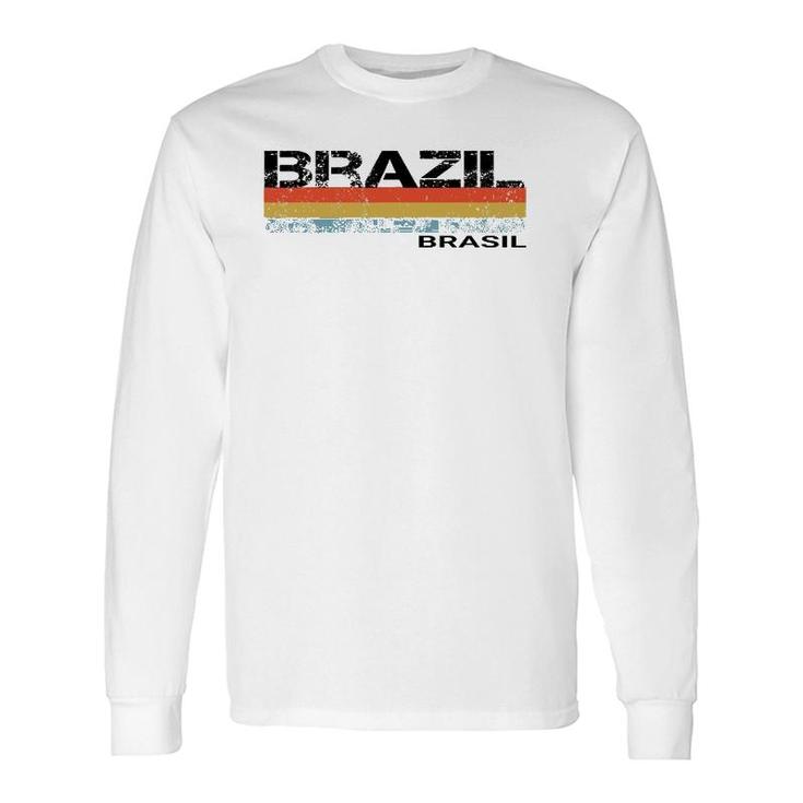Brazil Brasil Vintage Retro Stripes Long Sleeve T-Shirt