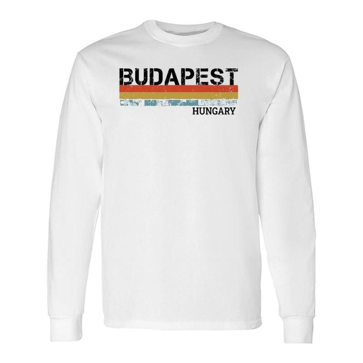 Budapest Retro Vintage Stripes Long Sleeve T-Shirt
