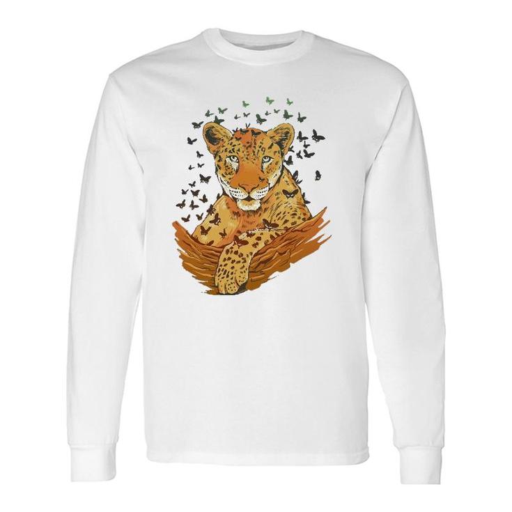 Butterfly Animals Creative Leopard Long Sleeve T-Shirt T-Shirt
