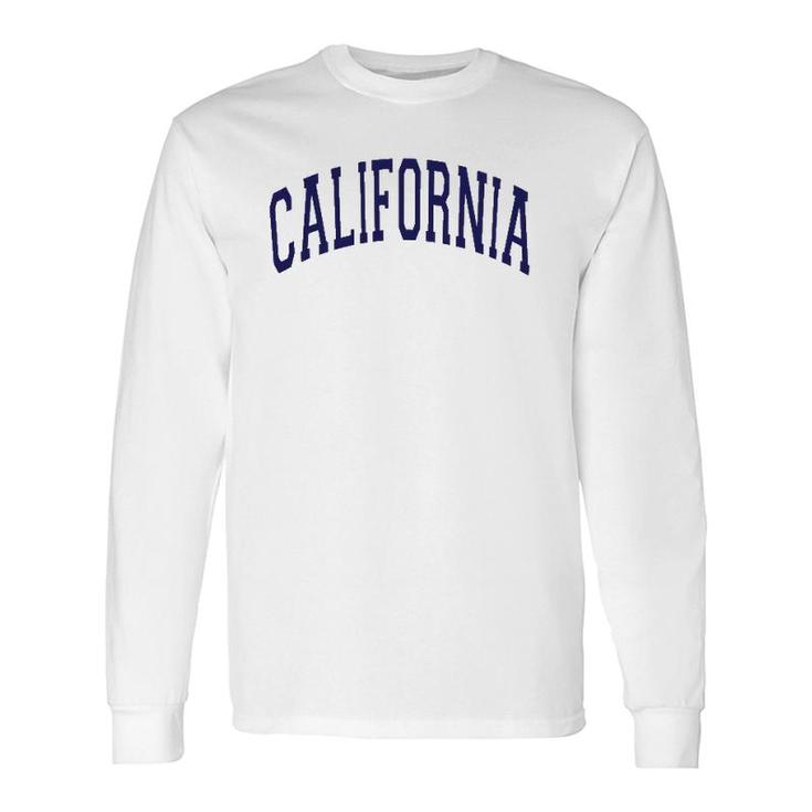 California Varsity Style Navy Blue Text Long Sleeve T-Shirt T-Shirt