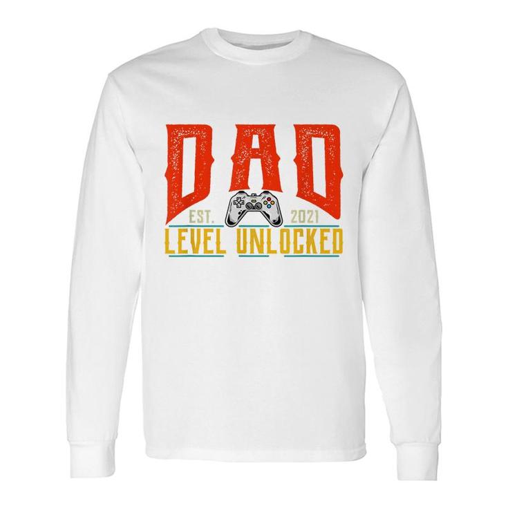 Christmas Baby Announcement Dad To Be 2021 Level Unlocked Long Sleeve T-Shirt