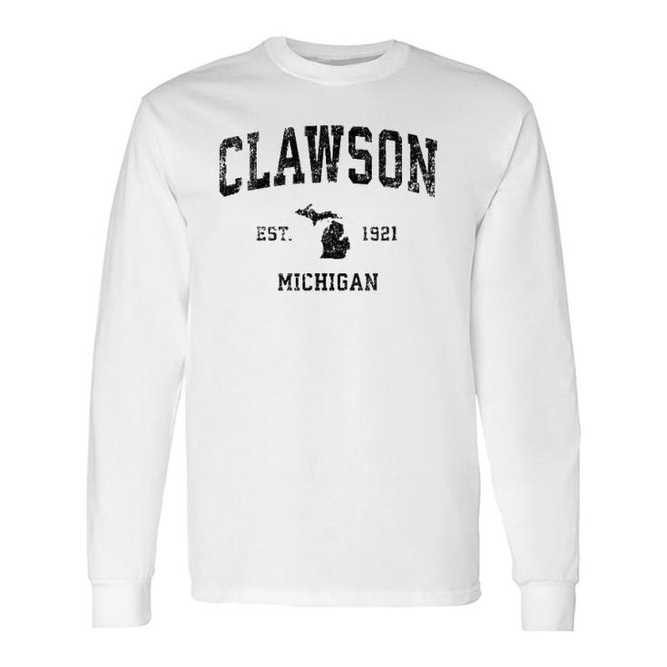 Clawson Michigan Mi Vintage Sports Black Print Long Sleeve T-Shirt T-Shirt