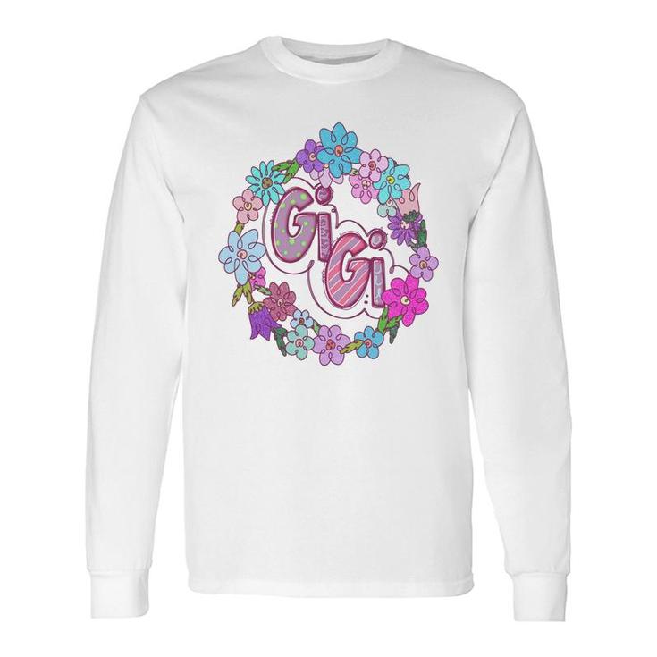 Colorful Flower Custiom Gigi Grandma Idea New Long Sleeve T-Shirt