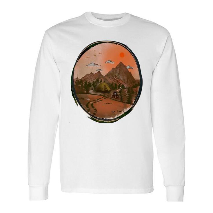 Colorful Mountains Camp Life For Long Sleeve T-Shirt