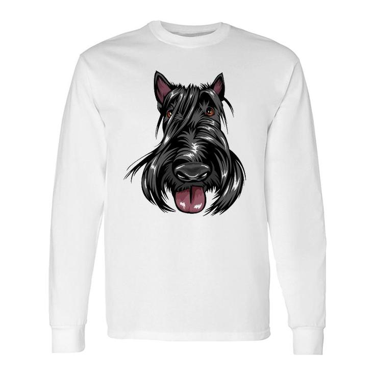 Cool Scottish Terrier Face Dog Long Sleeve T-Shirt