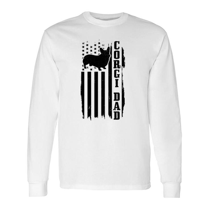 Corgi Dad Vintage American Flag Patriotic Corgi Dog Long Sleeve T-Shirt T-Shirt