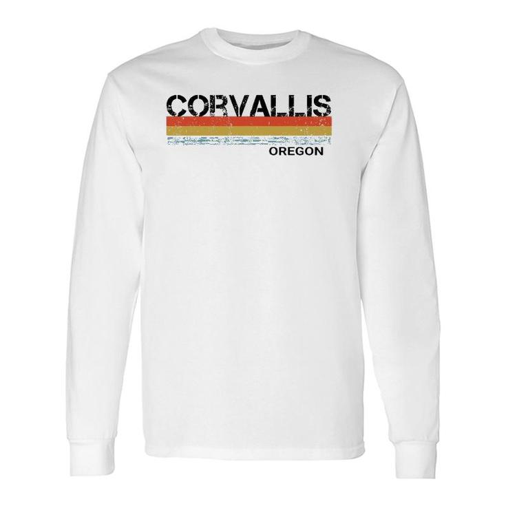 Corvallis Oregon Vintage Retro Stripes Long Sleeve T-Shirt