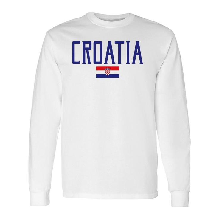 Croatia Flag Vintage Blue Text Long Sleeve T-Shirt T-Shirt