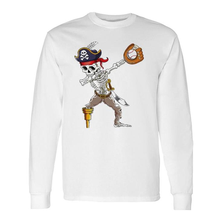 Dab Skeleton Dabbing Skeleton Pirate Baseball Long Sleeve T-Shirt T-Shirt