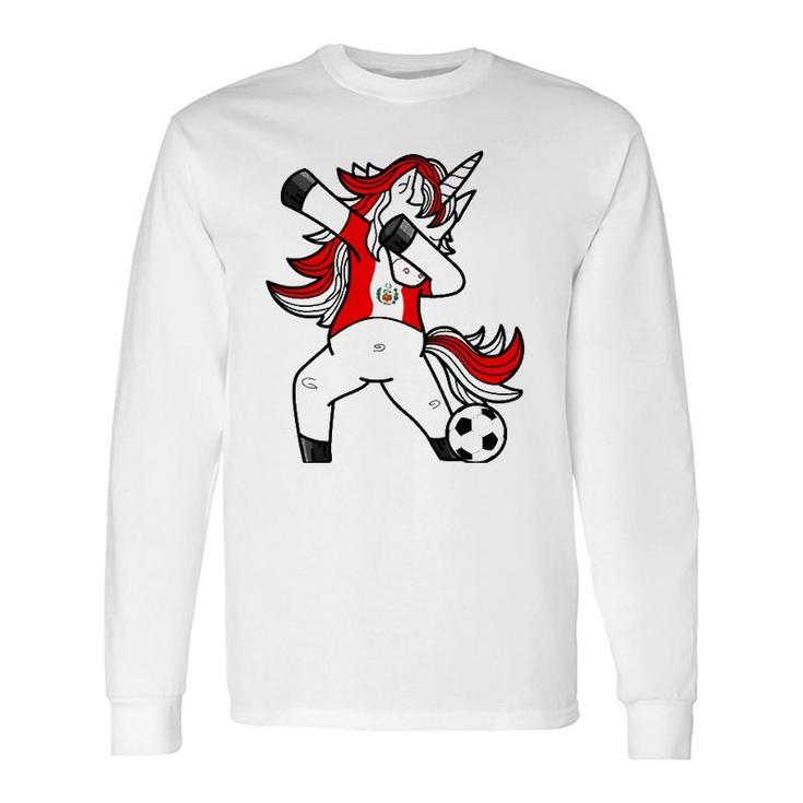 Dabbing Soccer Unicorn Peru Peruvians Football Long Sleeve T-Shirt T-Shirt