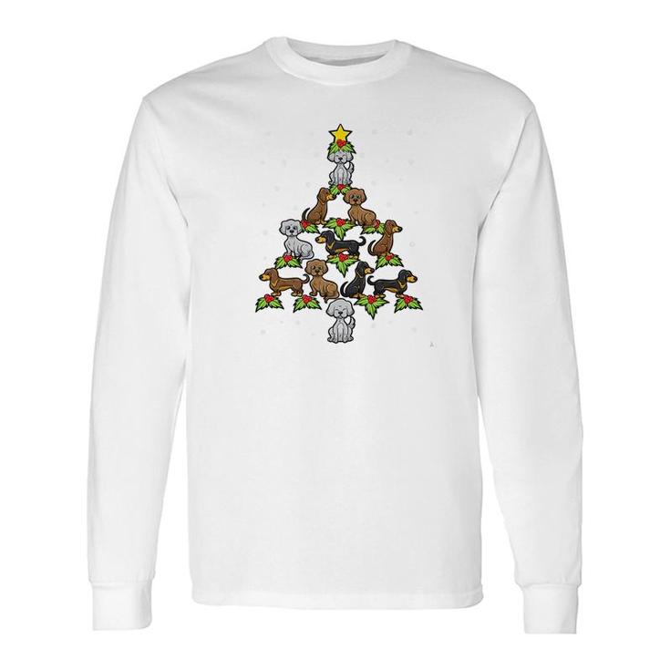 Dog Christmas Tree Holly Mistletoe Star Birth Jesus Savior Long Sleeve T-Shirt