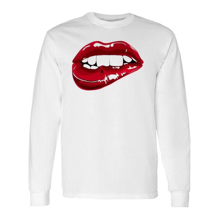 Enjoy Cool Graphic Lips Tee S Red Lips Fun Long Sleeve T-Shirt T-Shirt