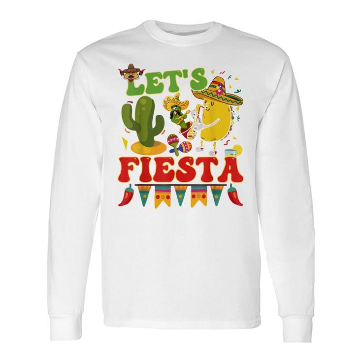 Lets Fiesta Avocado And Tacos Cinco De Mayo Mexican Long Sleeve T-Shirt