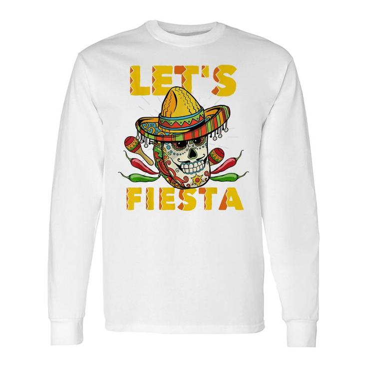 Lets Fiesta Cinco De Mayo Mexican Theme Party Guitar Lover Long Sleeve T-Shirt