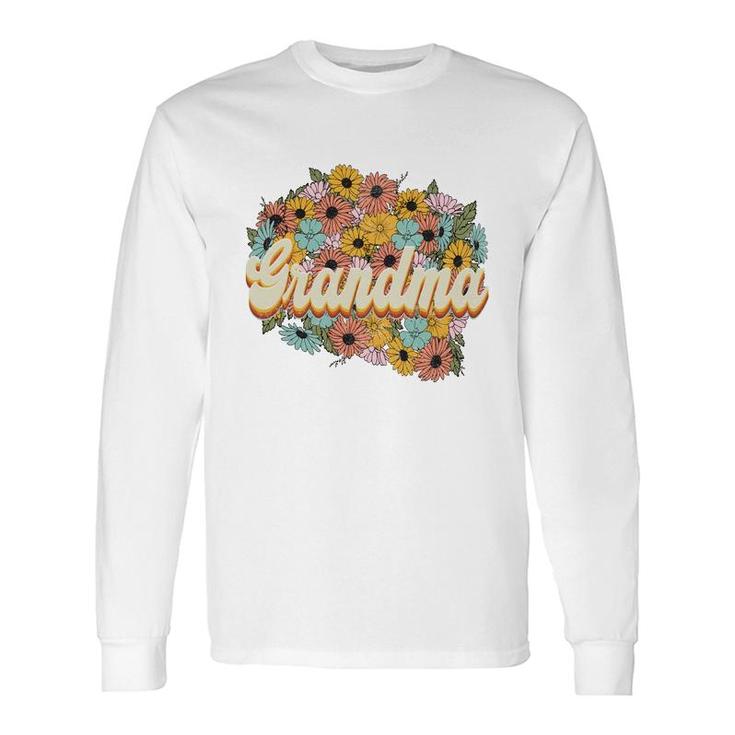 Florals Retro Grandma Flower Vintage Long Sleeve T-Shirt