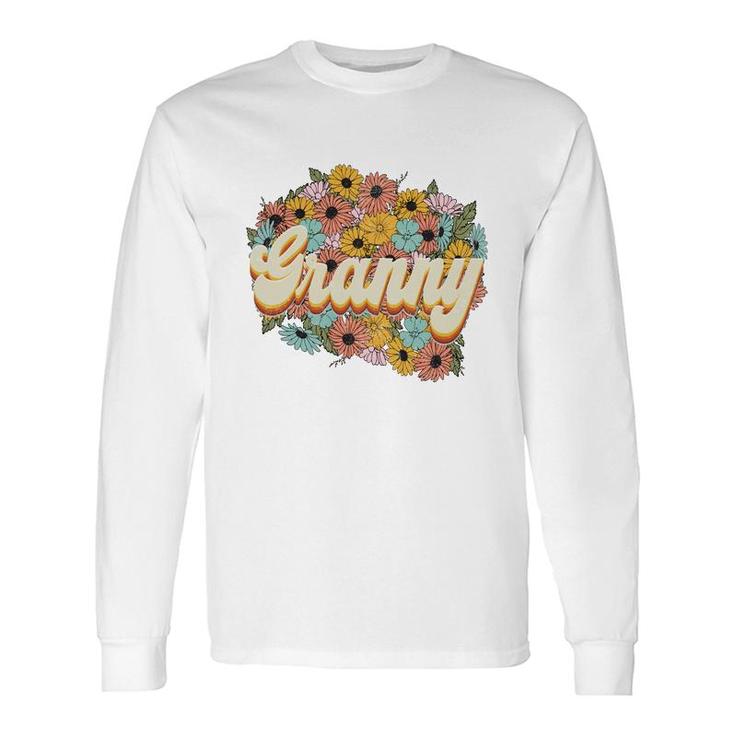 Florals Retro Granny Flower Vintage Long Sleeve T-Shirt