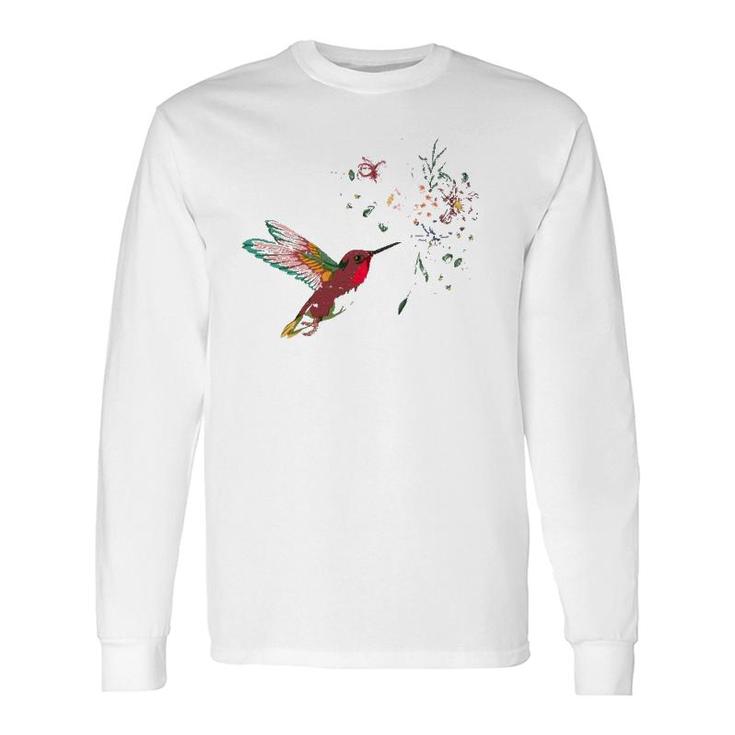 Flowers Hummingbird Lover Vintage Nature Hummingbird Long Sleeve T-Shirt T-Shirt