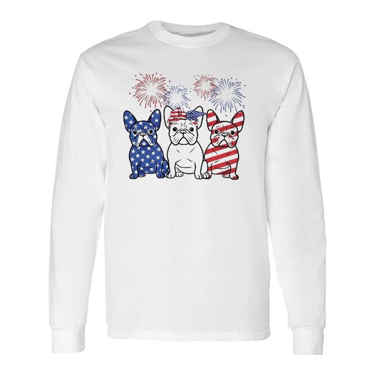 French Bulldog American Flag 4Th Of July Independence Day Long Sleeve T-Shirt