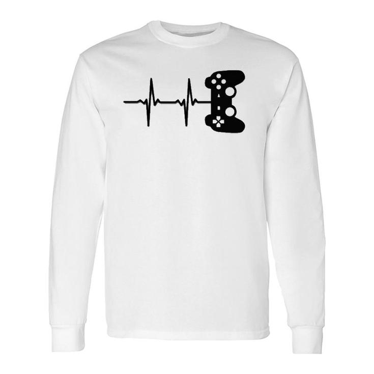 Gaminggamer Heartbeat Video Game Lover Long Sleeve T-Shirt