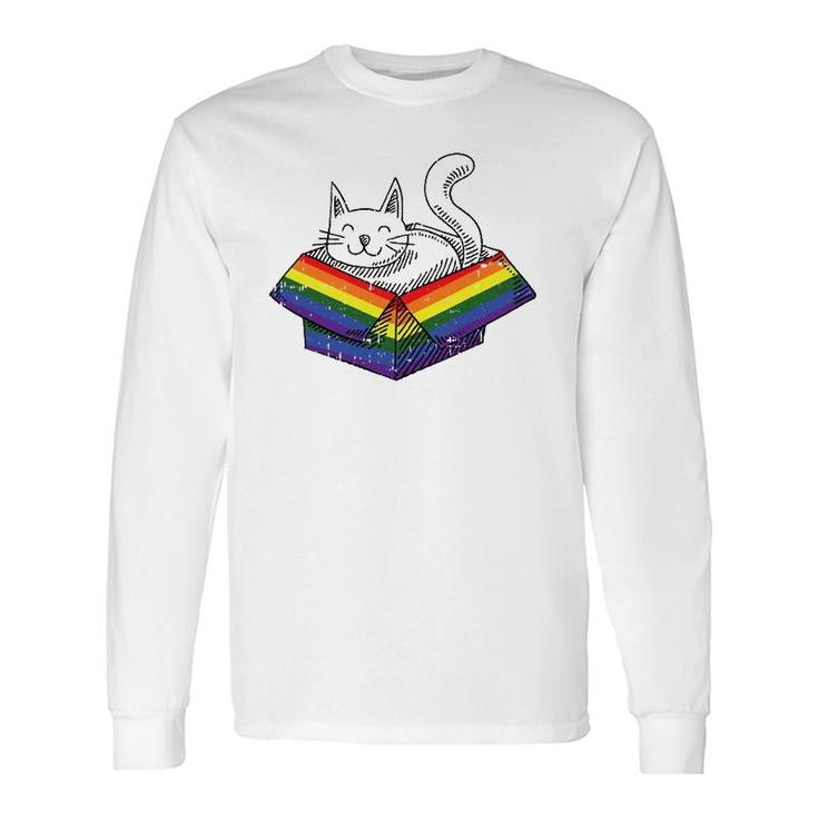 Gay Cat Pride Rainbow Cute Kitten Kitty Proud Lgbt Q Ally Long Sleeve T-Shirt T-Shirt