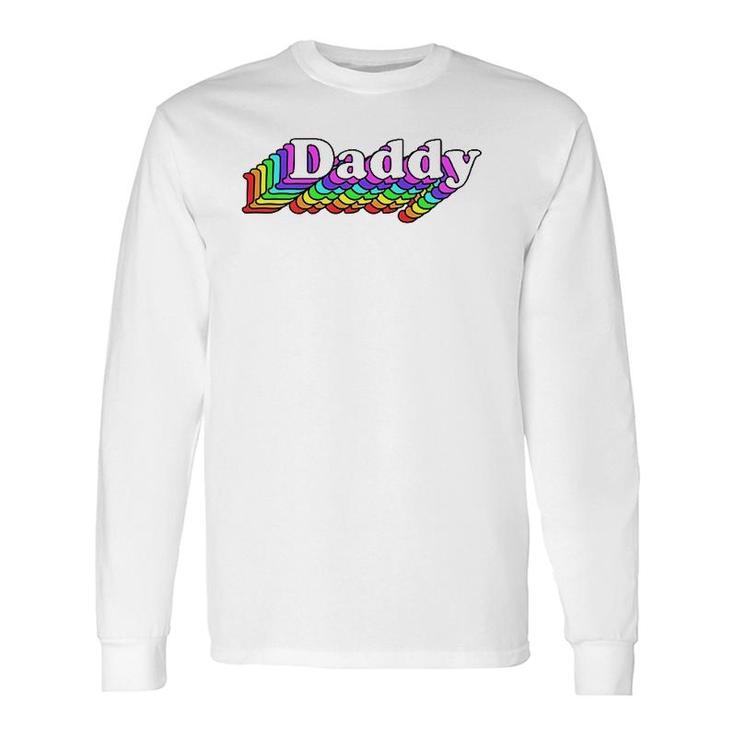 Gay Daddy Bear Retro Style Lgbt Rainbow Lgbtq Pride Daddy Long Sleeve T-Shirt T-Shirt