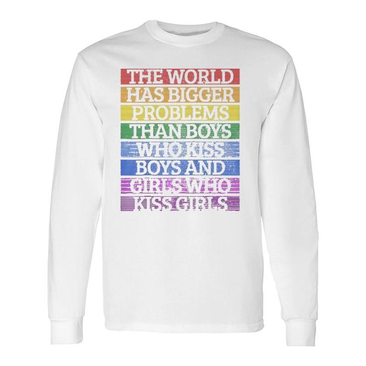 Gay Pride Month Lgbt The World Has Bigger Problems Rainbow Raglan Baseball Long Sleeve T-Shirt