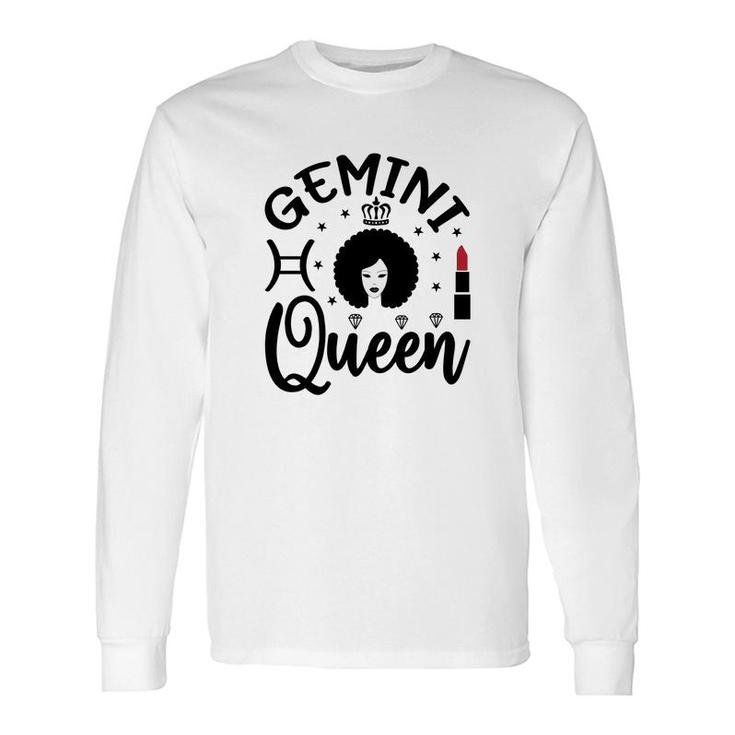 Gemini Girl Curly Hair Lipstick Decoration Birthday Long Sleeve T-Shirt