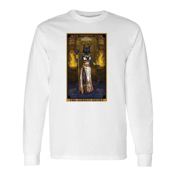 The Goddess Bastet Strength Tarot Card Egyptian Cat Witch Long Sleeve T-Shirt T-Shirt